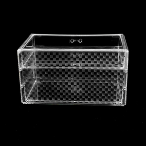 איפור ארגונית אקריליק תכשיטי תיבת אחסון ארגונית <span class=keywords><strong>Stackable</strong></span> עם 2 מגירות אקריליק קוסמטיקה ארגונית קרם שולחן עבודה ברור - Product Image 5