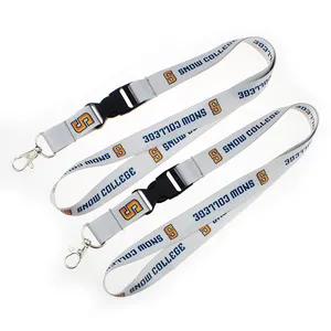 Cheap Wholesale Custom Souvenir Polyester Sublimation Printed Logo ID Key Chain Lanyards With Lobster Hook