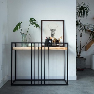 Loft <span class=keywords><strong>Industriale</strong></span> Europea di <span class=keywords><strong>Stile</strong></span> di Metallo Nero Cornice In Legno Rettangolo ConsoleTable Caffè Tavolo Per La Casa Soggiorno - Product Image 2
