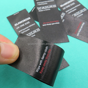 Nhà Sản Xuất Áo Khoác Màu Đen Satin Chăm Sóc Nhãn Rửa Hướng Dẫn Giặt May Nhãn Lụa Màn Hình Quần Áo Tag In Ấn - Product Image 3