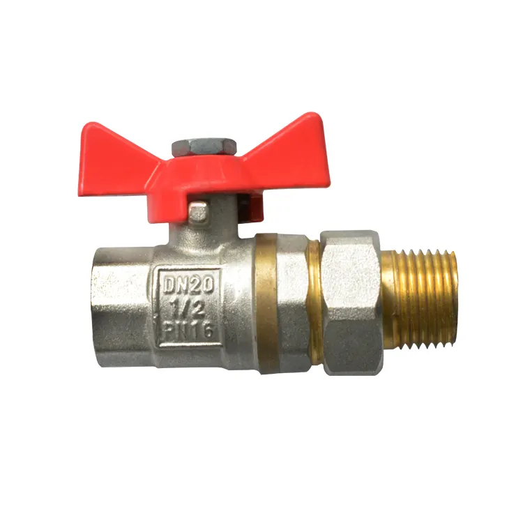 high quality Butterfly Handle nickel plated BSP Brass union Ball Valve