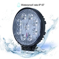 Barre de feux de travail LED ronde 27W pour voiture, SUV, VTT, bateau, 12V, feux de conduite, faisceau large et spot, éclairage diurne LED automatique