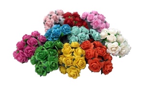 100 מעורב צבע 10mm מלאכותי תות נייר רוז פרח חתונת Scrapbook DIY קרפט Scrapbook - Product Image 5