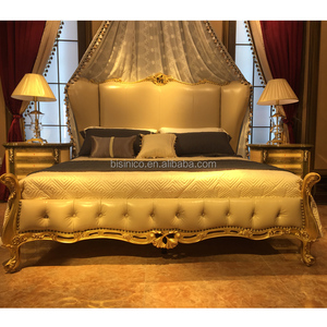 <span class=keywords><strong>Lit</strong></span> à baldaquin en bois massif sculpté antique <span class=keywords><strong>de</strong></span> style européen classique, blanc neige, pour mariage BF05-YS033 - Product Image 3