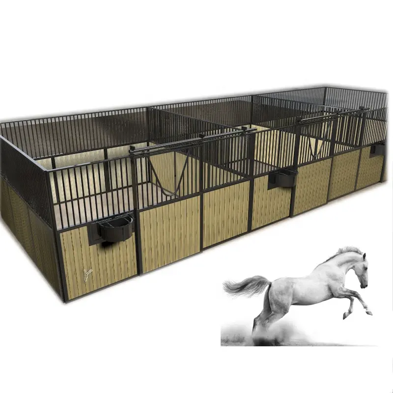Bamboo board metal horse fence stable panel with sliding door