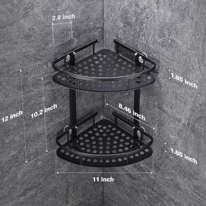 2-Tier Aluminum Adhesive Suction Corner Shelf Drill-Free <strong>Bathroom</strong> Shower Caddy Organizer Kitchen Shower Room <strong>Basket</strong> <strong>Storage</strong> - Product Image 4
