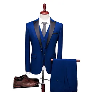 Tailored Italian Fabric With Suit Cover Three Piece Coat Pants Man Business Suit