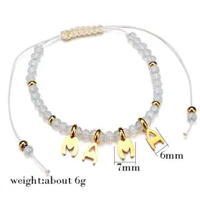 <strong>MAMA</strong> Love Style Women Stainless Steel Plated 18k Gold Letters Charm Adjustable Fine <strong>Bracelet</strong> for Mother's Day Gift Jewellery - Product Image 1
