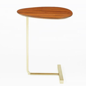 Home Decor Antique Brass Leg Walnut <strong>C</strong> <strong>Shaped</strong> Coffee <strong>Table</strong> - Product Image 1