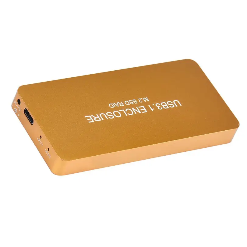 Aluminium M.2 SSD Kotak USB3.1 Gen 2 10 Gbps Tipe C untuk Daul NGFF M.2 2280 Mm Kunci B SATA berdasarkan SSD Raid 0 Raid 1 Kandang