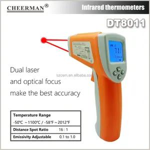 Cheerman 数字温度计 DT8011 1100C 工业非接触式激光红外温度计高温枪型
