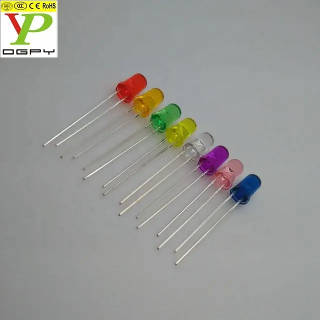Alto brilho 5 milímetros LED diode Verde/Azul/Amarelo/Vermelho/Orang/Âmbar/Pruple/rosa (ce & rosé)