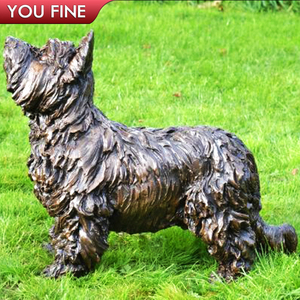 Belle statue de <span class=keywords><strong>chien</strong></span> en laiton de jardin aux cheveux longs Sculpture de <span class=keywords><strong>cairn</strong></span> terrier en bronze britannique - Product Image 2