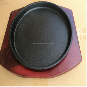 Piastra di bistecca rotonda <span class=keywords><strong>in</strong></span> <span class=keywords><strong>ghisa</strong></span> piatto di metallo ecologico con motivo inciso per feste a casa ristorante pranzo e cibo che serve - Product Image 2