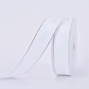 YAMA Borde de satén cinta tejer grogrén (ligamento tafetán de poliéster negro blanco 9mm doble cara cintas 100% poliéster Color sólido para regalo cinta