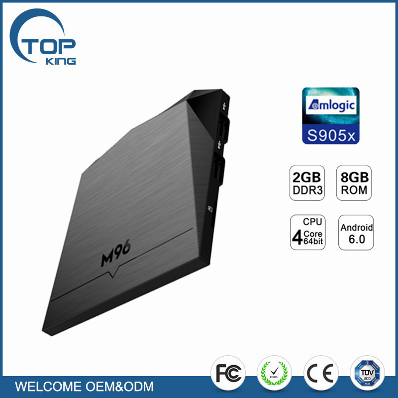 M96X inteligente Android 6.0 tv box 2G + 8G S905X Amlogic Quad Core Kodi 16.1 Mejor Reproductor Multimedia