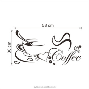 Adesivi Murali in PVC, Decorazioni Artistiche con Tazze di <span class=keywords><strong>Caffè</strong></span>, Citazioni Personalizzate, Murales con Chicchi di <span class=keywords><strong>Caffè</strong></span> per Arredamento Casa - Product Image 3