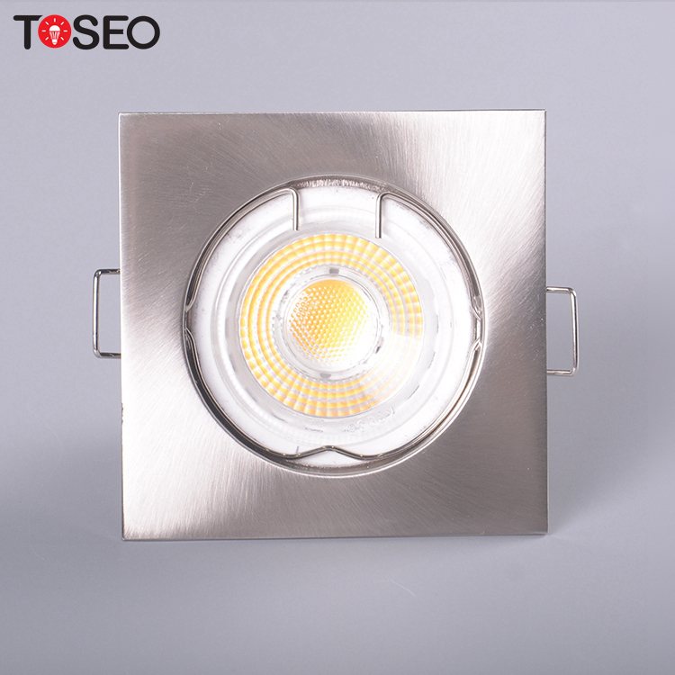 Fixed Die Casting Aluminum Square LED Recessed Downlight Fixtures Satin Nickel