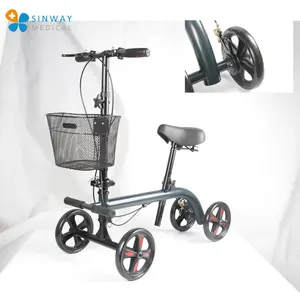 Sinway滑板车，用于带座椅和搁脚板的骨折脚踝膝盖支撑助行器