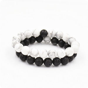 กำไลหินลาวา Howlite สำหรับผู้ชาย,กำไลลูกปัดระยะไกล8มม. แฟชั่นเทรนด์พลังงานใหม่ - Product Image 2