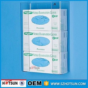 Montaggio a parete Trasparente 3 Guanto Box Holder Ospedale Esame Guanti Dispenser guanto di lattice supporto acrilico - Product Image 2