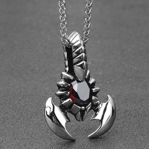 Personalità In Acciaio Inox Su Misura Rubino A Forma di Scorpione Gioielli Gotico Della Collana Per Il Mens - Product Image 3