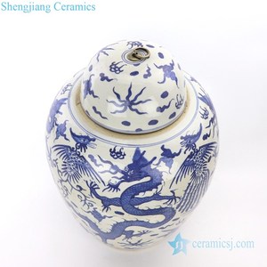 RZPI27-A Jingdezhen แท่นบูชาแตงโมฤดูหนาวสีฟ้าและสีขาวทาสีด้วยมือพร้อมขวดเซรามิกฝาปิด - Product Image 2