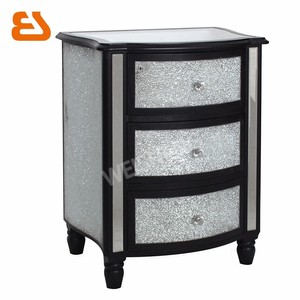 3 cajón crujido acabado espejo <span class=keywords><strong>mesa</strong></span> <span class=keywords><strong>auxiliar</strong></span> de madera con pintura negro recorta - Product Image 1