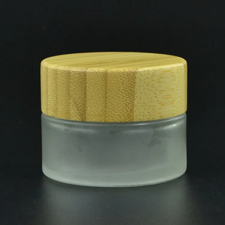 Eco friendly cosmetic containers 5g 10g 15g 30g 50g 100g frosted clear glass Cream Jar with bamboo lid