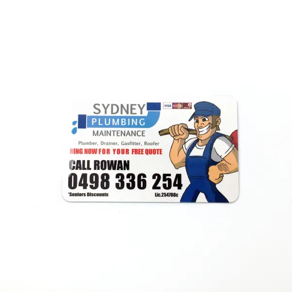 Fabricante de imán, Sydney, promoción de fontanería, tarjeta de visita, imán de papel plano para nevera