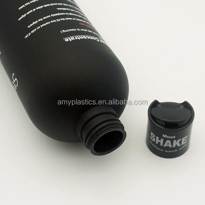 Botol Sampo Hitam Bahan Lembut Elegan dengan Tutup Sekrup Tekan