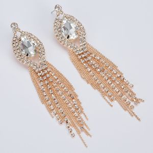 Wedding Bridal Jewelry <strong>Earrings</strong> <strong>Silver</strong> Teardrop Shape Crystal Sparkling Rhinestone <strong>Long</strong> Tassels Dangle <strong>Earrings</strong> - Product Image 6