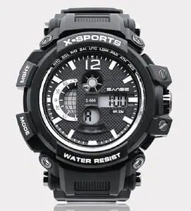 Sanse-reloj digital S-666 para hombre, cronómetro digital, resistente al agua, 30 metros, deportivo, personalizado