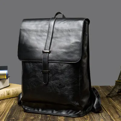 High Quality Japan Simple Leather Backpack laptop men Designer School Bags Popular stylish fashion Luxury Vintage men Backpacks