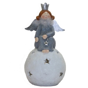 Fibre de verre assis sur la boule de neige blanc statue <span class=keywords><strong>d</strong></span>'ange de noël anges chérubins <span class=keywords><strong>d</strong></span>écorations - Product Image 1