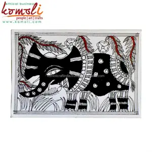 Madhubani folk pittura pittura dipinta a mano di arte biglietto di auguri biglietto di elefante