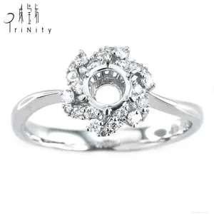 Meilleure qualité or massif 18 carats 1 ct diamant classique bague de fiançailles insolite forme de pétale pavé serti idée cadeau pour femme - Product Image 2