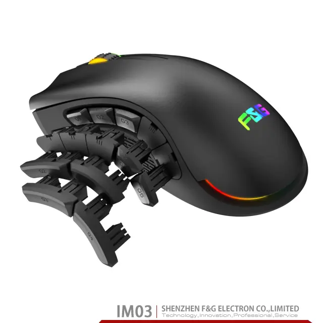 RGB Mengalir 9D Gaming Mouse dengan Max 12000 DPI & Tombol Samping Sistem Disesuaikan