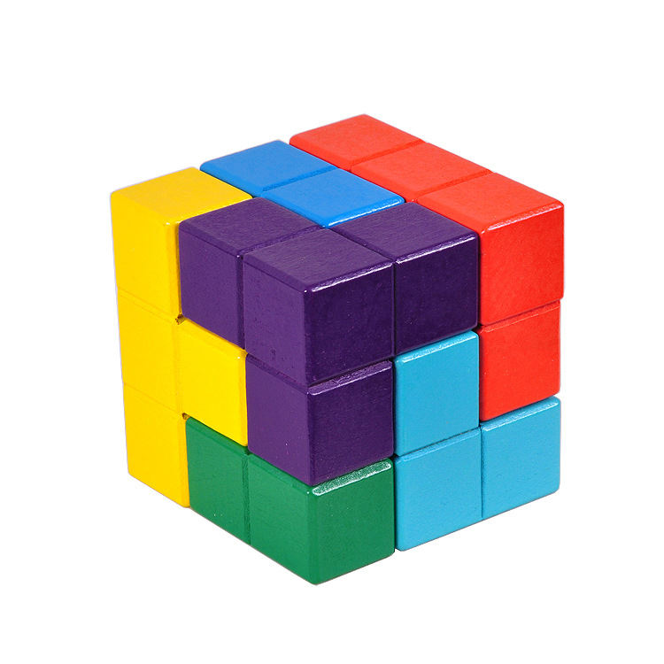 Cubo 3d Rompecabeza Madera 3d Cubo Rompecabezas Bloque