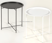 Table basse ronde pliable en métal thermolaqué pour salon, mobilier de maison, vente en gros