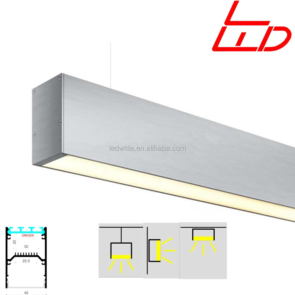 Perfil de led de alumínio montado na superfície, mais novo perfil com faixa led para encaixe de forro