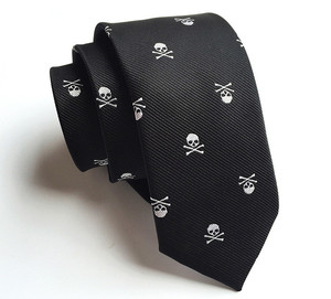 โพลีเอสเตอร์ 100% ทอ Jacquard Skull Skinny Tie สำหรับฮาโลวีน - Product Image 3