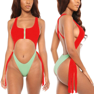 Kunden spezifische Badeanzug einteilige Bade bekleidung mit Reiß verschluss <span class=keywords><strong>Neon</strong></span> <span class=keywords><strong>Bikini</strong></span> - Product Image 1