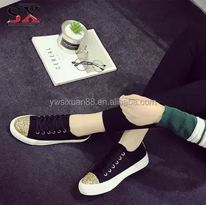 Mode vrouwen casual canvas schoenen shiny pailletten schoenen 2017