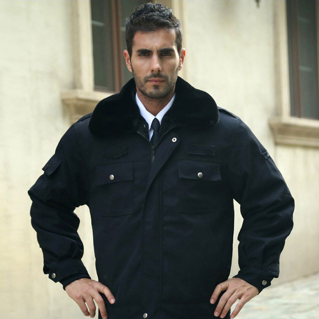 Зимняя Униформа охранника, рабочая одежда воротника на молнии, Мужское пальто оверсайз