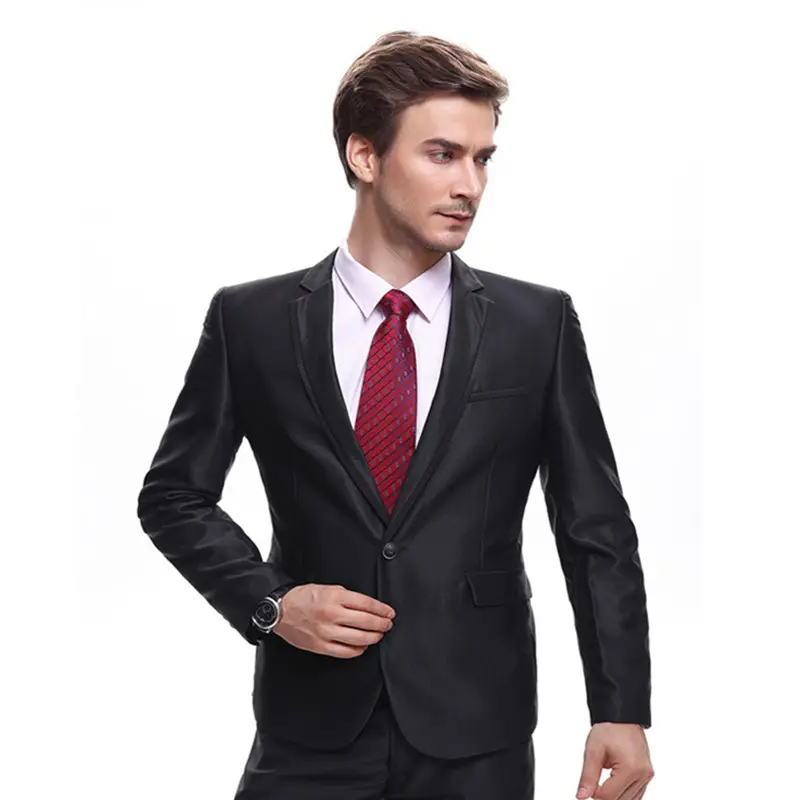 High Quality Man office suits slim formal business black suit blazer and pants office uniforms for office boy