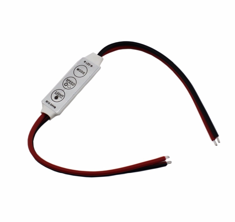 Mini 6A LED Dimmer Controller For 12V Or 24V Single Color Strips – 3-Key Brightness Control