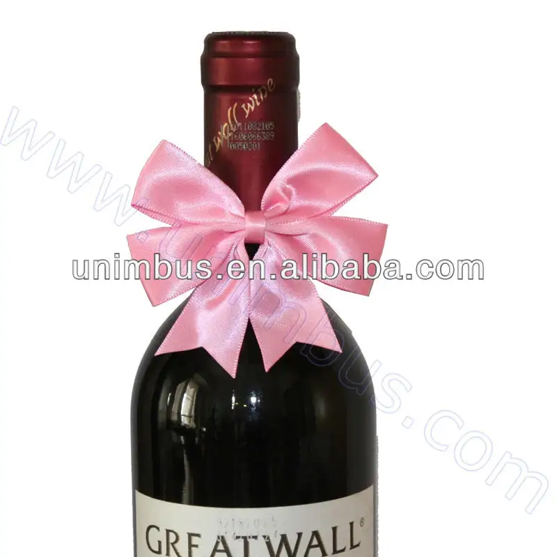 pink pre tied ribbon bow for 700ml glass bottles