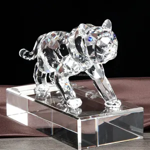 Neue Großhandel einzigartige Kristallglas Tiger Figur die chinesische Tierkreis Ornament Kristall Tier Ornamente