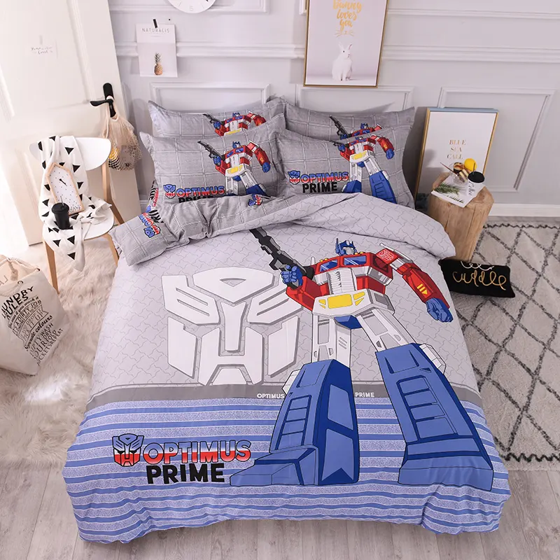 Jogo de cama infantil para adolescentes, conjunto de roupa de cama de desenho animado 100% algodão